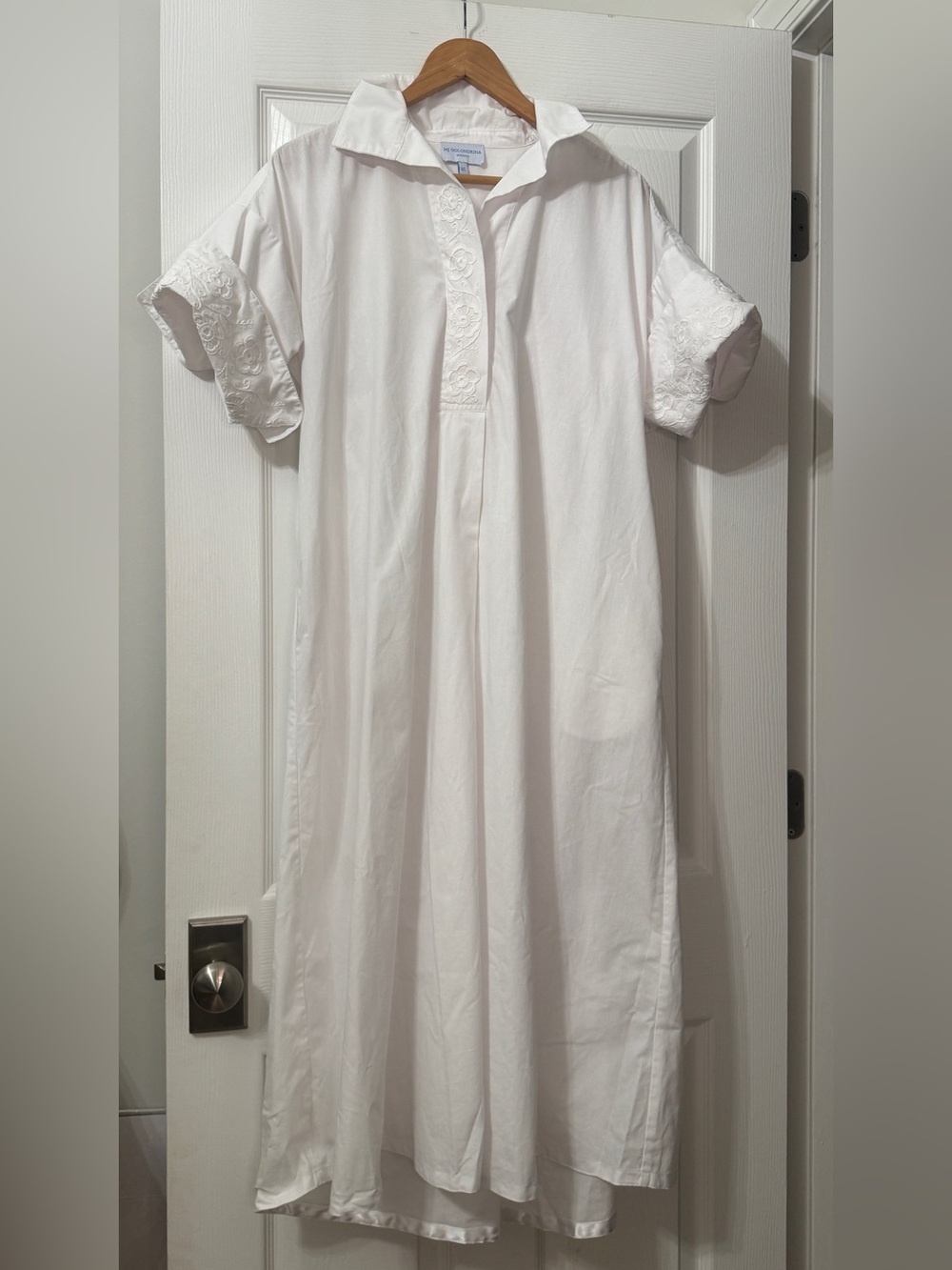 Mi Golondrina white embroidered maxi dress